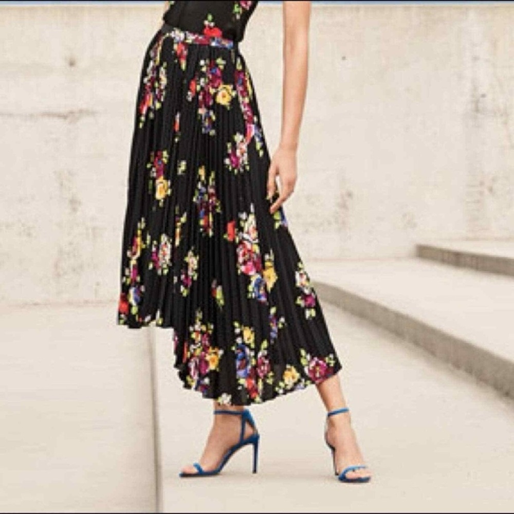 Kate Spade | Rare Roses Plisse Pleated Floral Asymmetrical Skirt Size XS